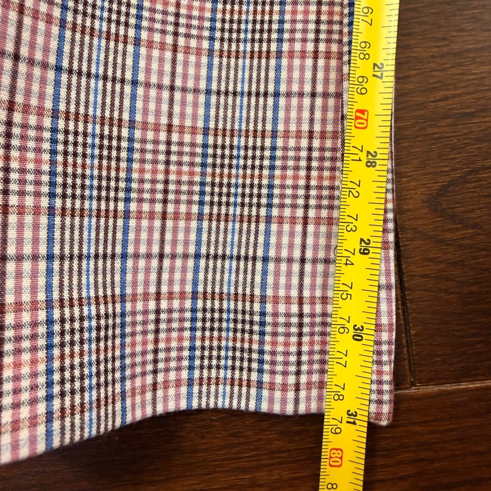 Maeve Avery Pleated Wide Leg Trousers Plaid High Rise Pants Mauve Blue US 6 - Picture 11 of 14